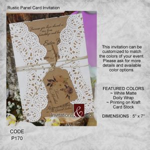 Rustic Invitations, kraft card stock, doily, card stock, flowers