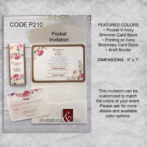 Rustic Invitations, kraft card stock, card stock, flowers, pink, shimmer, ivory