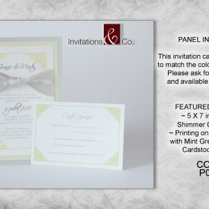 Classic invitations, cards, silver shimmer, mint green