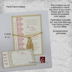 Classic invitations, cards, gold shimmer, ivory matte, gold tassel