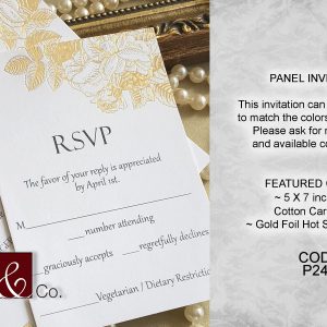 Classic invitations, cards, 5x7, ivory, cotton card stock, gold foil, hot stamp