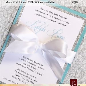 sweet 16 / quinceanera, turquoise, white ribbon