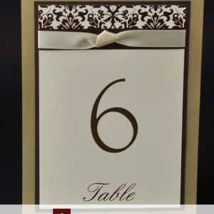table numbers, 2 layers, brown, floral , ribbon
