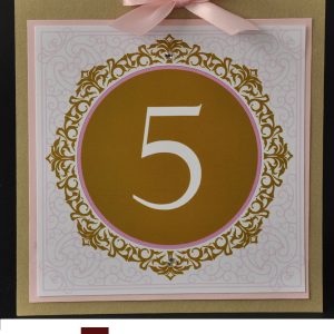 table numbers, square, gold, pink