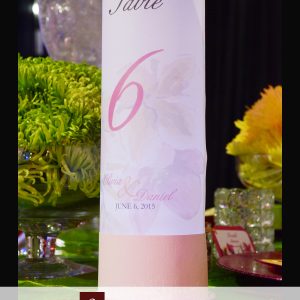 table numbers, cylinder, pink, floral, vase