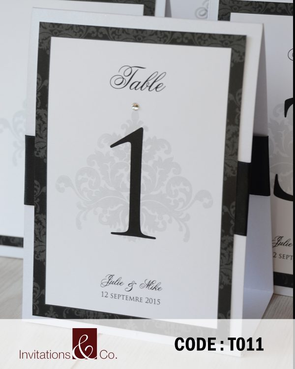 table numbers, black, rectangle, 5x7, floral