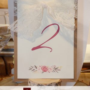 table numbers, pink, floral, 5x7, gold