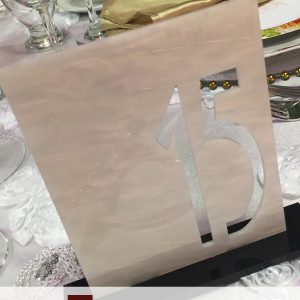 table numbers, styrene, cut out, rose gold