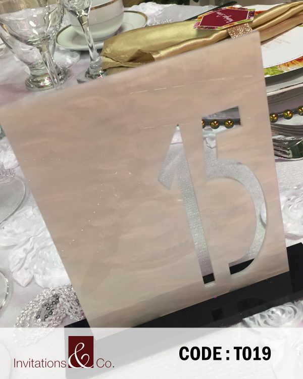 table numbers, styrene, cut out, rose gold
