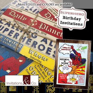 birthday, invite, boy, superhero, spiderman, comic book