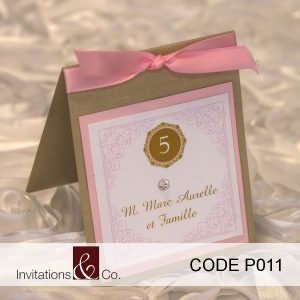 place cards, folded, pink, kraft, gold, tent card